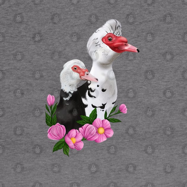 Muscovy duck couple by Jurassic Ink